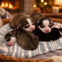 Girl 1 - Black and white female Pomsky puppy in Yavapai County, Arizona from Pawsh Pomskies