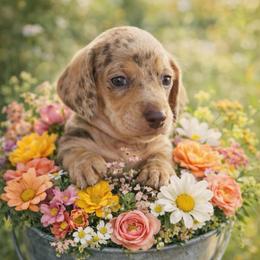 Bruce Ween - Dapple male Dachshund puppy in El Cajon, California from Lisa Buxton