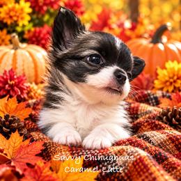 Caramel Latte - Chocolate and white female Chihuahua puppy in Choctaw, Oklahoma from Savvy Chihuahuas of Oklahoma
