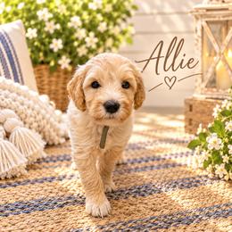 Allie - Cream female Double Doodle puppy in Whitsett, North Carolina from Rock Creek Doodles NC