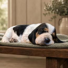 Donna - Purple collar - Black white and brown female Basset Hound puppy in Edmonton, Kentucky from RiverBottom Bassets