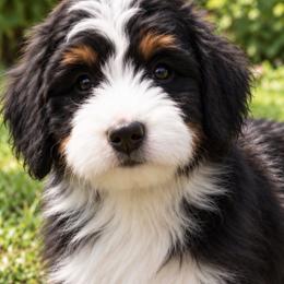 Yellow girl - Tri-color female Bernedoodle puppy in Gilbert, Arizona from Azteddybeardoodles