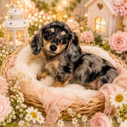 Freedom - Dapple male Dachshund puppy in Dinwiddie, Virginia from White Oak Kennels