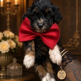 Bear - Black white and tan male Cockapoo puppy in Griffin, Georgia from Rawls Lovely Little Tots