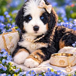Panda - Tri-color female Bernedoodle puppy in Richmond, Texas from Harper’s Heartbeats
