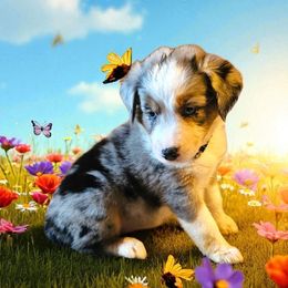 Banana - Blue merle female Miniature Australian Shepherd puppy in Lithia, Florida from Waterford Doodle Farm