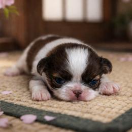 Puppy 2 - Sable and white female Japanese Chin puppy in Rapid City, South Dakota from Sakura Japanese Chin