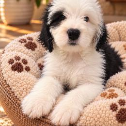 Black - Gray and white male Old English Sheepdog puppy in Iowa from Midwest Puppy Paws