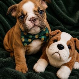 Cedric - Fawn and white male Bulldog puppy in Seattle, Washington from mama Myra bulldogs
