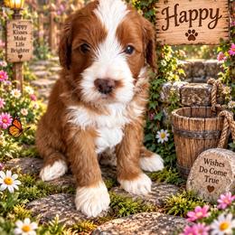 Happy (7 dwarfs theme) - Red  female Goldendoodle puppy in Ozark, Missouri from Halo Doodles