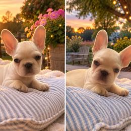 Snow - White male French Bulldog puppy in Largo, Florida from Mosaic French Bulldogs
