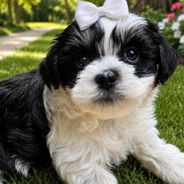 Ginger white collar - White and tan female Mal-Shi puppy in Benton Harbor Mi, Michigan from Wiggle Bottom Shih Tzu/Maltese