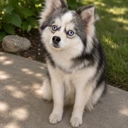 Xena - Gray and white female Pomsky puppy in New Lenox, Illinois from Illinois Poms