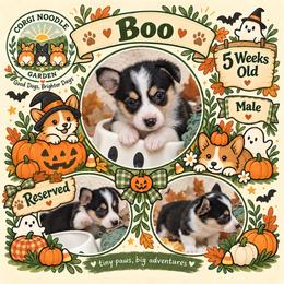 Boo - Black and tan male Pembroke Welsh Corgi puppy in Garden Grove, California from Corgi Noodles Garden