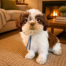 Kye - Liver and white male Shih Tzu puppy in Kettering, Ohio from The Ruff Life Tribe