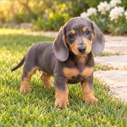 Ash - Gray (blue) and tan male Dachshund puppy in Boston, Massachusetts from London’s puppies