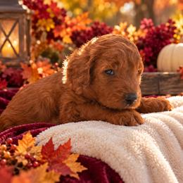 Prince Blaze Fire Red King III - Red  male Poodle puppy in Woodbridge, Virginia from Rosa Red Standard Poodles