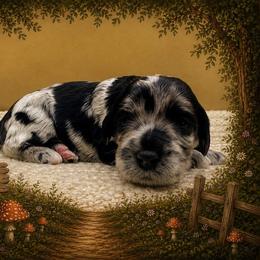Eeyore - Merle female Goldendoodle puppy in Hendersonville, North Carolina from Kim's Cove