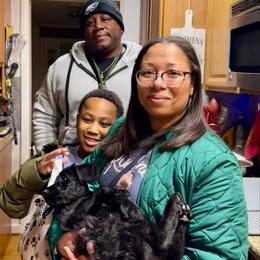 (Sold) Crimson - Red Collar - Black female Assorted Doodle Crosses puppy in Norfolk, Virginia from Móraí’s Doodles