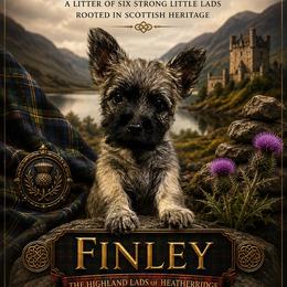 Finley - Cream brindle male Cairn Terrier puppy in Pottersville, Missouri from Cairn Terriers of Heatherridge,LLC