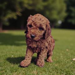 Orange collar girl - Red female Irish Doodle puppy in Madison, Wisconsin from Morningside Doodles