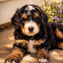 Chanel - Tri-color female Bernedoodle puppy in Saint Francis, Kansas from Land of Oz Doodles