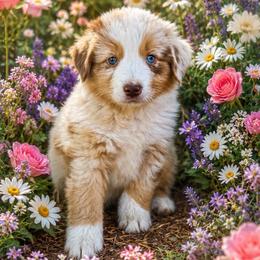 Bitty - Red merle male Miniature Australian Shepherd puppy in Lakeport, California from Akins Aussies/Wild Rose Ranch