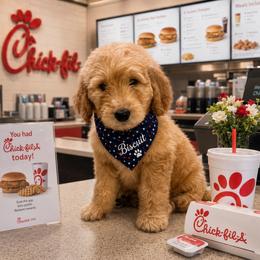 Biscuit - Cream male Goldendoodle puppy in The Woodlands, Texas from Gracie's Goldendoodles and Bernedoodles