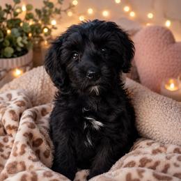 Poppy - Black and white female Cockapoo puppy in Ellensburg, Washington from Dawn to Dusk Cockapoos