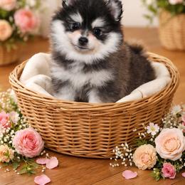 Aria - Black and white female Pomsky puppy in Coos Bay, Oregon from Ocean View Pomskies