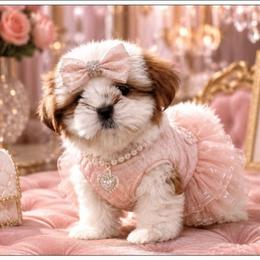 Peaches - Red and white female Shih Tzu puppy in Warren, Michigan from Danielle's Yorkie Babies