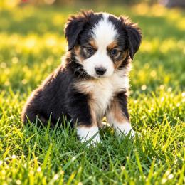 Everett - Black tri female Miniature American Shepherd puppy in Sanger, California from Flying M Cactus Ranch Buddies