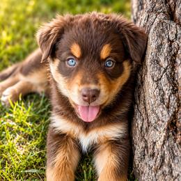 Toby- Red Tri - Red tri-color male Australian Shepherd puppy in Hugo, Colorado from Frying Pan Ranch Australian Shepherds