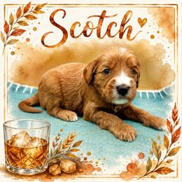 Scotch - Red  male Goldendoodle puppy in Hendersonville, North Carolina from Kim's Cove