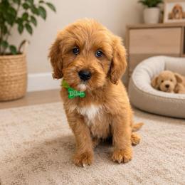 Dill - Red  male Goldendoodle puppy in West Haven, Utah from Split Mountain Doodles