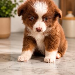 Red Tri boy one blue eye - Red tri male Toy Australian Shepherd puppy in Oklahoma City, Oklahoma from Faith River Aussies