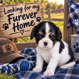 Jack - Tri-color male Cavalier King Charles Spaniel puppy in Turkey, North Carolina from Country Side Acres