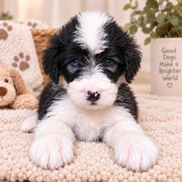 Mint - Gray and white male Old English Sheepdog puppy in Iowa from Midwest Puppy Paws