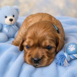 Puppy 1, Blue Collar, Male - Ruby male Cavalier King Charles Spaniel puppy in Paterson, Washington from Royal Garden Cavaliers
