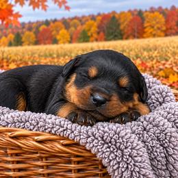 Pink paw print - Black and mahogany female Rottweiler puppy in Industry, Illinois from KDKs Kennels