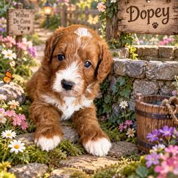 Dopey (7 dwarfs theme) - Red  male Goldendoodle puppy in Ozark, Missouri from Halo Doodles
