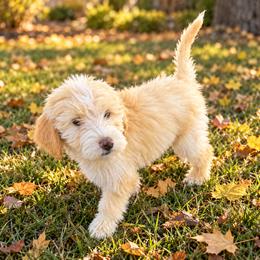 Jinx - Yellow and white female Bernedoodle puppy in Springville, Utah from Oodles of Bernedoodles