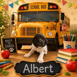Albert - Black and white male Bernedoodle puppy in Julian, Pennsylvania from Happy Valley Doodles