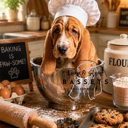 Pearl - Mahogany and white female Basset Hound puppy in Tollesboro, Kentucky from Low and Slow Bassets