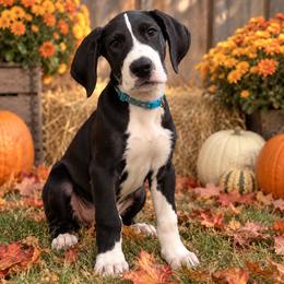 Puppy 4 - Mantle female Great Dane puppy in Ocala, Florida from Oak Haven Great Danes