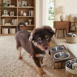4 red tri male - Red tri-color male Miniature American Shepherd puppy in Placentia, California from Tru Cal Aussies