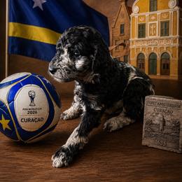 Curaçao - Merle female Goldendoodle puppy in Houston, Texas from Were The Mack'Doodles