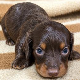 Bryce - Chocolate and tan male Dachshund puppy in Salem, Oregon from Longdox Mini Dachshunds