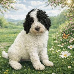 Gray Collar - Parti male Goldendoodle puppy in Sanderson, Florida from Serenity Goldendoodles
