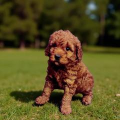 Purple collar girl - Red female Irish Doodle puppy in Madison, Wisconsin from Morningside Doodles